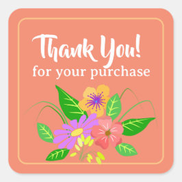 Blomfri Tack för små företag Fyrkantigt Klistermärke