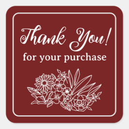 Blomfri Tack för små företag Fyrkantigt Klistermärke