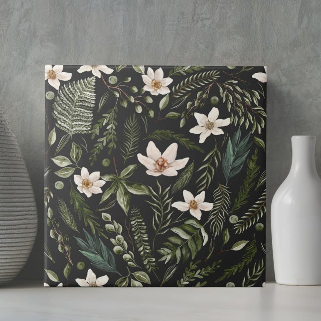 Blomfri vattenfärg Sömlöst Blommönster Kakelplatta (Close up)