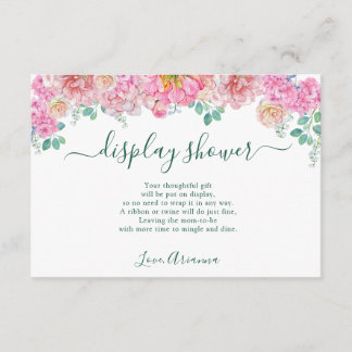 Blomgrön & Rosa Watercolor display dusch Tilläggskort