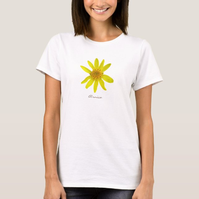BlomGulten Arnica med text hela Färg T Shirt (Framsida)