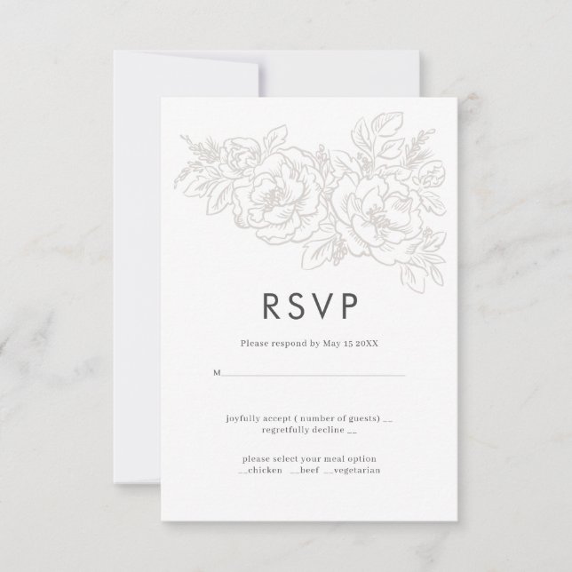 Blomhörn elegant bröllop RSVP-design OSA Kort (Framsida)