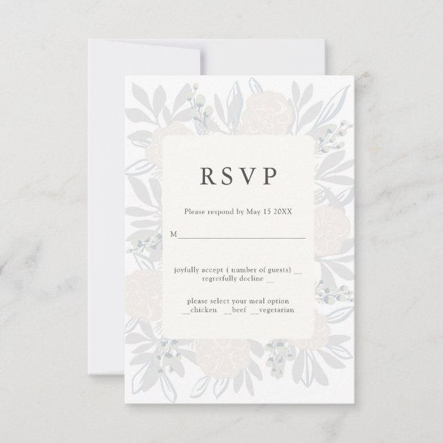 Blomhörn elegant bröllops-RSVP-design OSA Kort (Framsida)