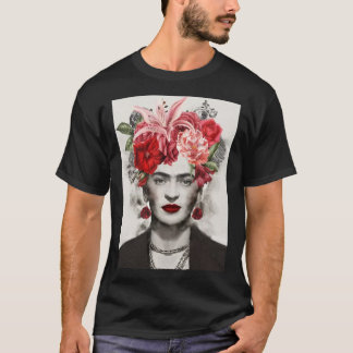 Blomhuvud Frida kahlo-konstblomgåva till fläkt E T Shirt