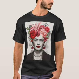Blomhuvud Frida kahlo-konstblomgåva till fläkt E T Shirt