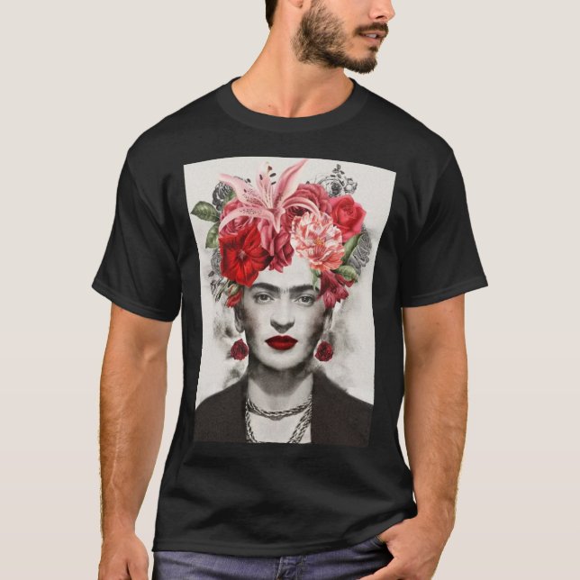 Blomhuvud Frida kahlo-konstblomgåva till fläkt E T Shirt (Framsida)