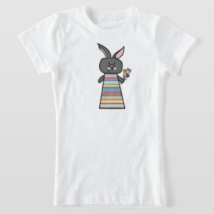 Blomillustration Kanin Flickor Djur T-Shirt