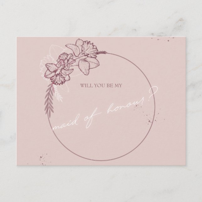 Blomillustrationen är min maid of honor vykort (Framsida)