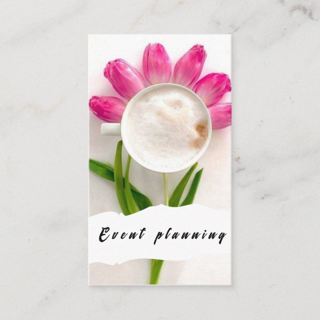 Blomkafé Eventplanering Modernt Visitkort (Framsida)