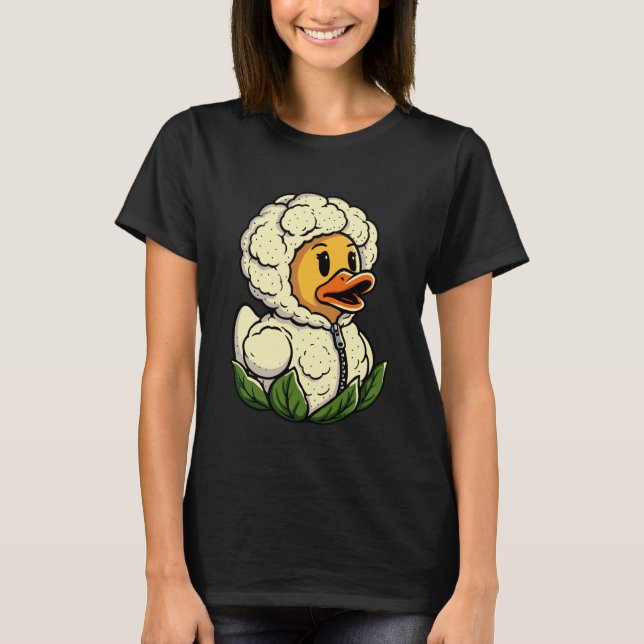 Blomkål Anka Grönsak Vegan Vegetarian T Shirt (Framsida)