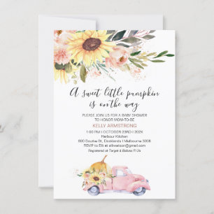 Blomkål, Blommigt Pumpkin Lastbil Baby Shower Inbjudningar