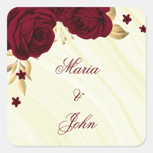 blomkål guld löv fyrkantigt klistermärke (Framsida)