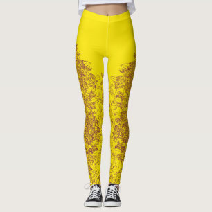 Blomkål i Lila och Guld av Aleta Leggings