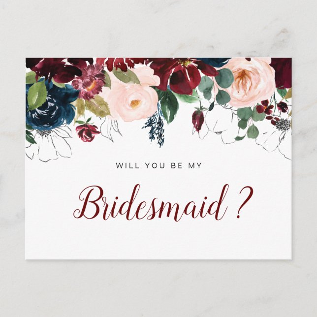 Blomkål, kommer du att bli mitt Bridesmaid-kort Inbjudan Vykort (Framsida)