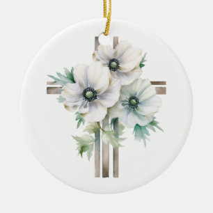 Blomkål kor julgransprydnad keramik
