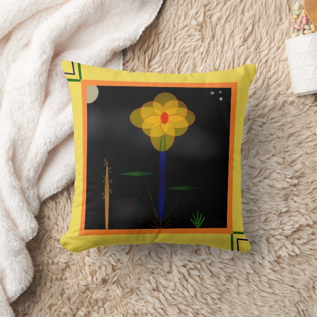 "Blomkål, månblomma" 16" x 16" Dekorativ kudde (Filt)