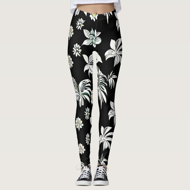 Blomkål med svart eller vit stil leggings (Framsida)
