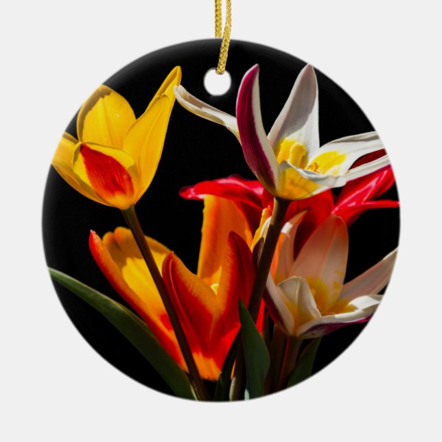 Blomkål mot svart bakgrund julgransprydnad keramik (Framsidan)