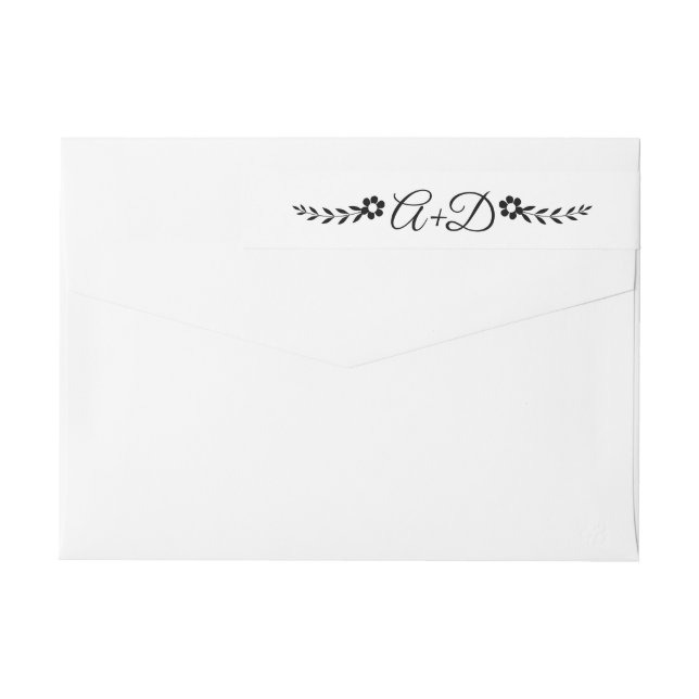 Blomkål och initialer blommigt bröllop etikettband (Baksidan)