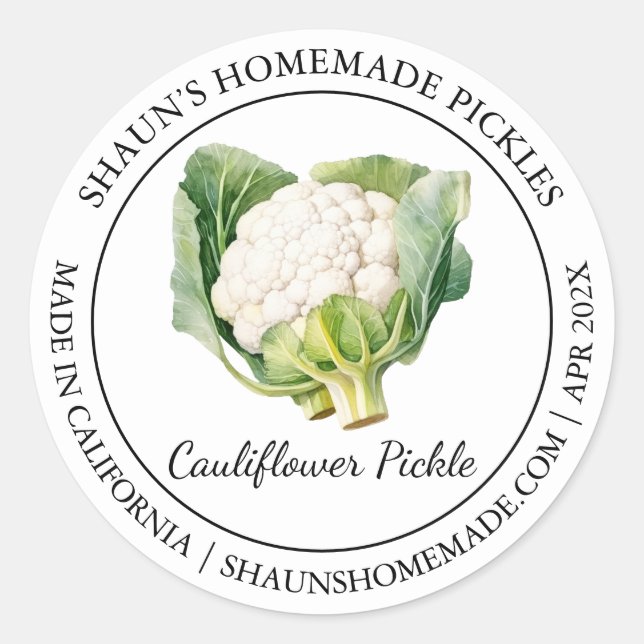 Blomkål Pickle Modern etikett (Framsida)