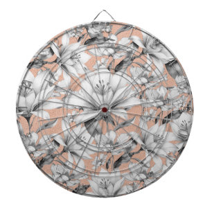 Blomkål, svart, vit, ro guld glitter darttavla