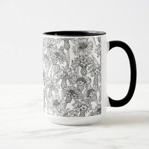 Blomkål, vild, svart och vitt mugg