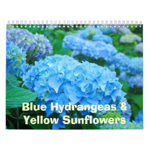 Blomkalender Blå Hortensior Gula Solrosor Kalender