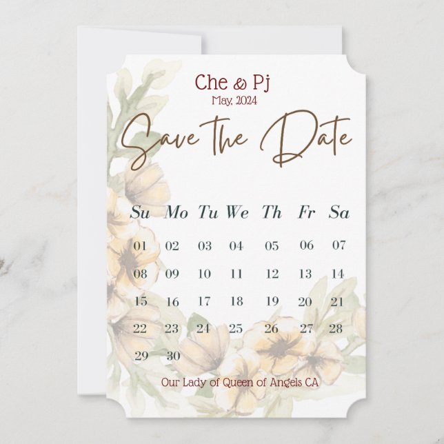 Blomkalender Spara Datumet Inbjudningar (Framsida)