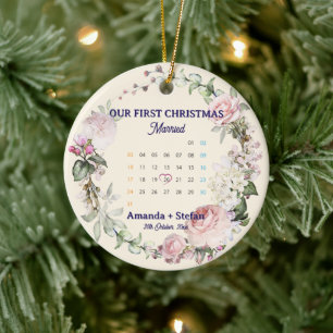 Blomkalender Vår Första Jul Tillsammans Julgransprydnad Keramik