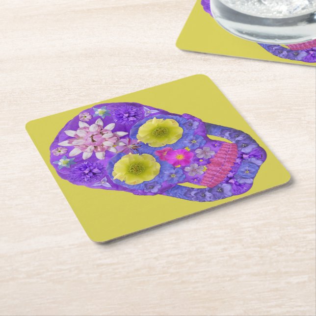 Blomkall 5 underlägg papper kvadrat (Vinklad)