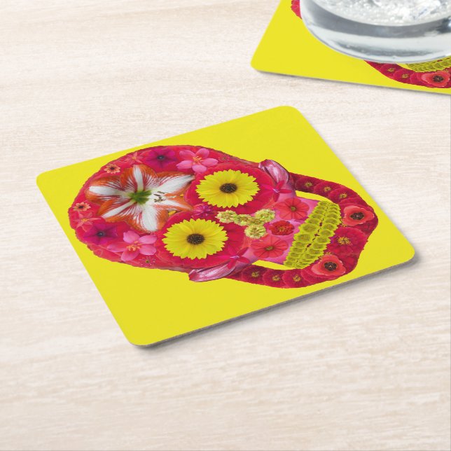 Blomkall 6 underlägg papper kvadrat (Vinklad)