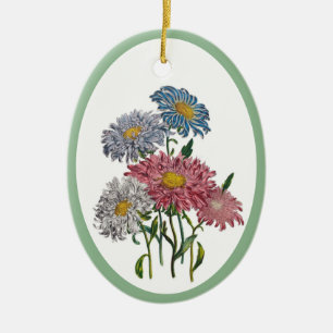 Blomkarneval: China Asters Julgransprydnad Keramik
