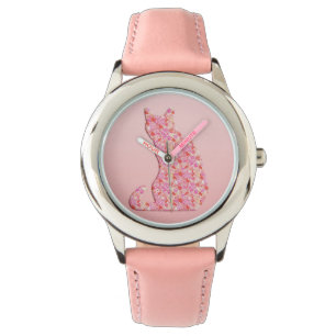 Blomkatt - orange och rosa av korall armbandsur