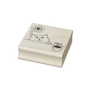 blomkattart frimärke stämpel