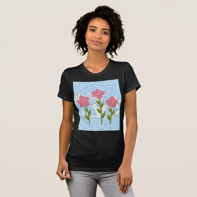 Blomkjorta med teckning t shirt (Hel framsida)