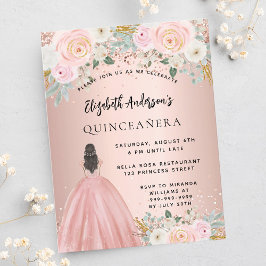 Blomklänningar från Quinceanera ro guld Inbjudan Vykort