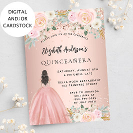 Blomklänningar från Quinceanera ro guld Inbjudningar