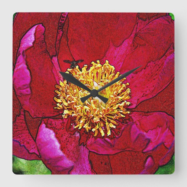 Blomklick för bin fyrkantig klocka (Framsida)