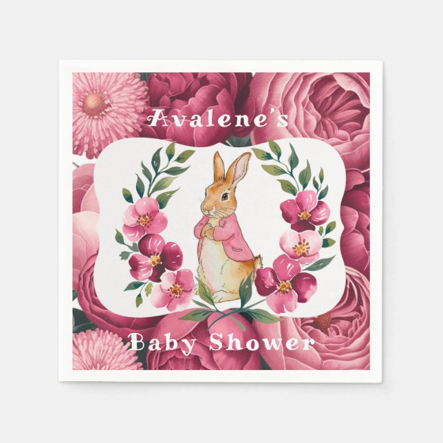 Blomklistrafönstret Äventyr Girl Baby Shower Pappersservett (Framsidan)