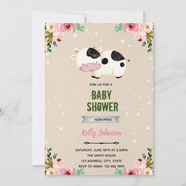 Blomko shower födelsedagsinbjudan inbjudningar (Framsida)