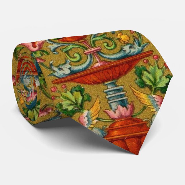 Blomkors med vingård sphynx fontän slips (Rullad)