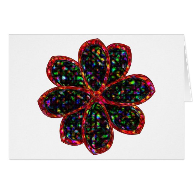 Blomkort för svart och röd Glitter Hälsningskort (Framsidan Horizontal)