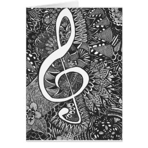 Blomkort för treble Clef Hälsningskort