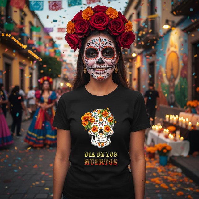Blomkrani Dia de los Muertos T Shirt (Skapare uppladdad)