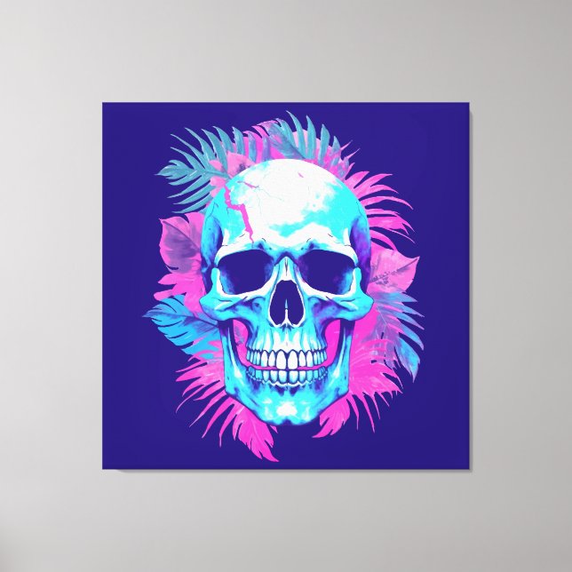 Blomkrani i Vaporwave-stil Canvastryck (Framsida)