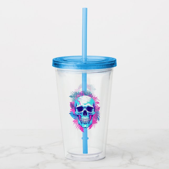 Blomkrani vapowave-stil take away mugg (Framsida)