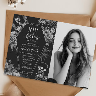 Blomkraniellt Dödsbo RIP-Fyrtiotalet 50-års Födels Inbjudningar