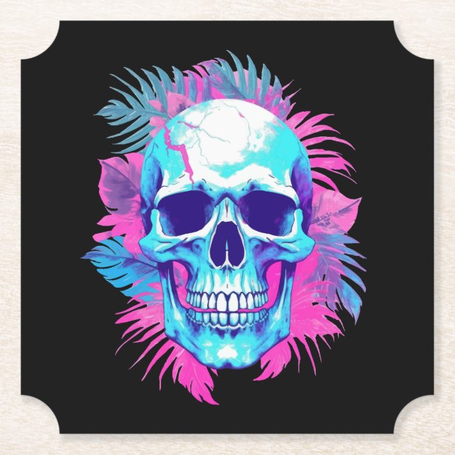 Blomkranskalle i Vaporwave-stil Underlägg Papper (Framsida)