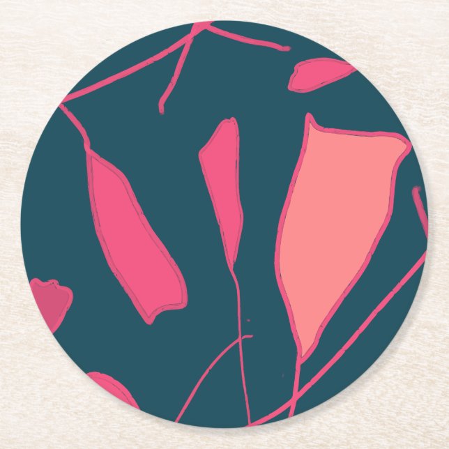 Blomkrets fält runt papper underlägg rund (Framsidan)