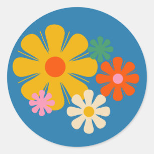 Blomkrets för språkinställning på 60-årsjubileum, runt klistermärke